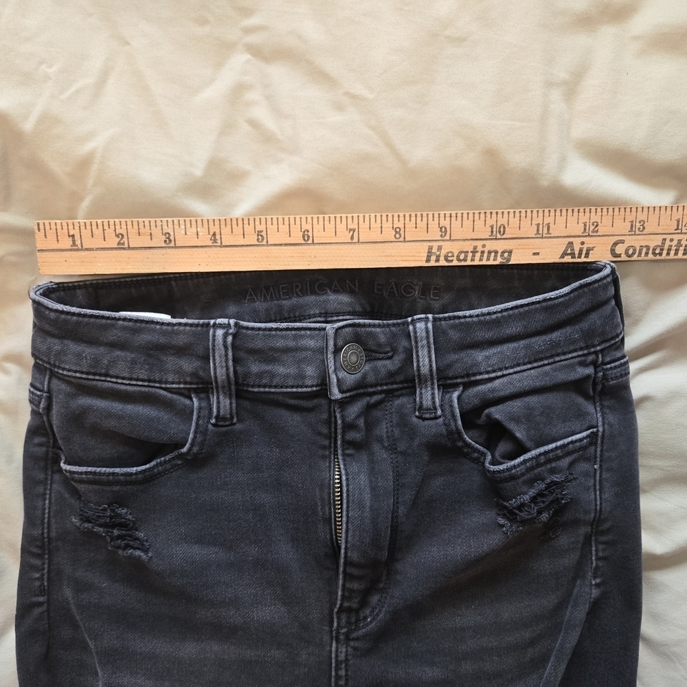 American Eagle Super High-Rise Heavily Distressed Black Skinny Jeans - Picture 5 of 7